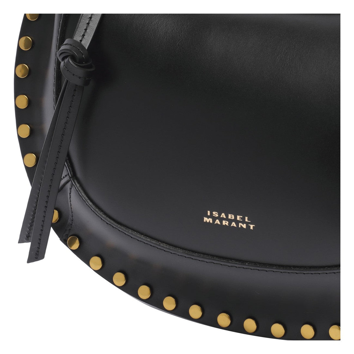 Black Isabel Marant Oskan Moon crossbody bag by Luosophy, featuring a sleek design with a rounded shape and adjustable strap.