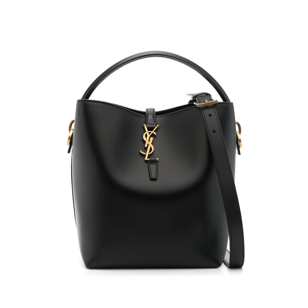 Luosophy black bucket handbag for women, stylish crossbody bag with a sleek design, perfect for everyday use.