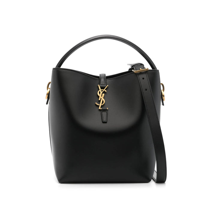 Luosophy black bucket handbag for women, stylish crossbody bag with a sleek design, perfect for everyday use.