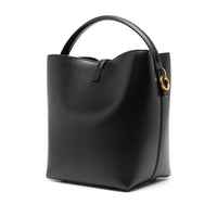 Luosophy black Saint Laurent-style bucket handbag for women, crossbody design with sleek minimalist look.