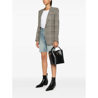 Luosophy black Saint Laurent-style bucket handbag for women, cross body bag with sleek design and adjustable strap.