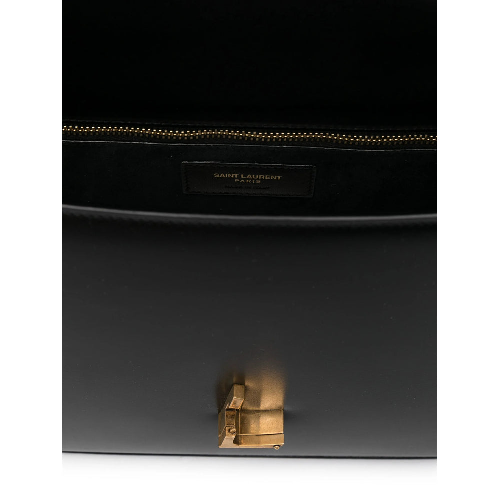 Luosophy Saint Laurent black shoulder handbag for women, stylish crossbody bag with sleek design and adjustable strap.