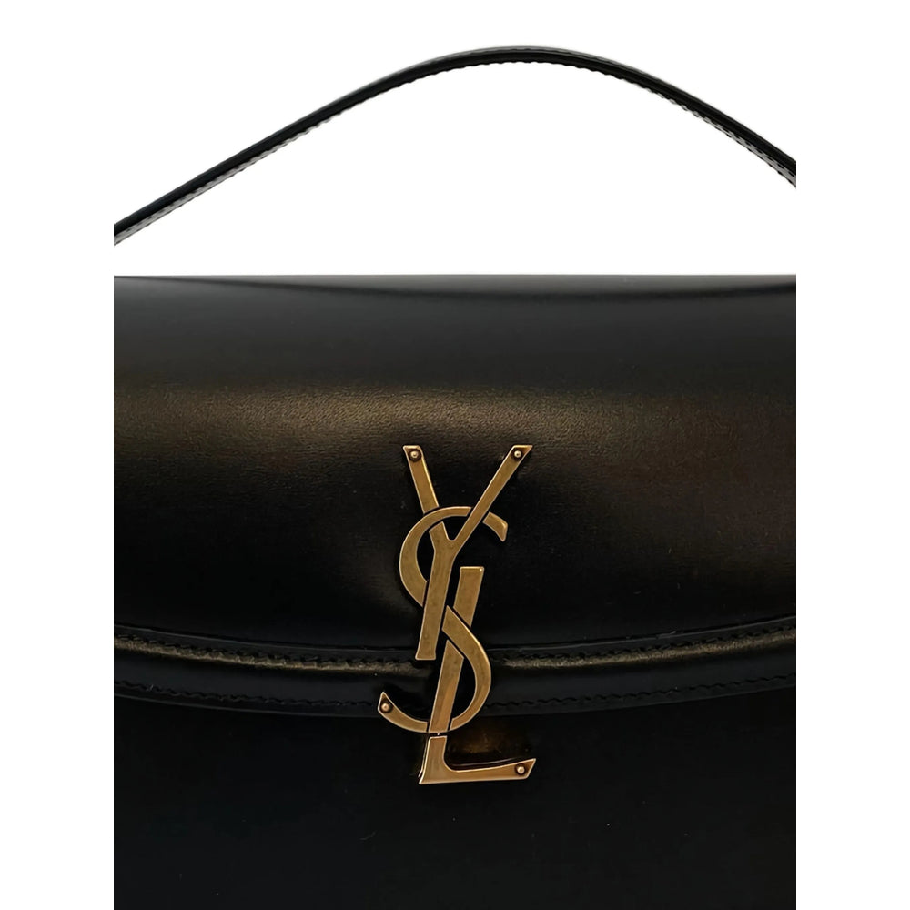 Luosophy black Saint Laurent shoulder handbag for women, cross-body style with sleek design and adjustable strap.
