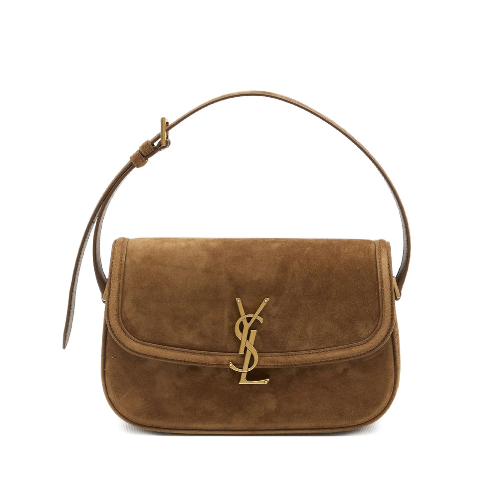 Luosophy brown Saint Laurent-style shoulder handbag for women, crossbody bag with sleek design and adjustable strap.