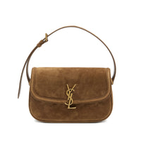 Luosophy brown Saint Laurent-style shoulder handbag for women, crossbody bag with sleek design and adjustable strap.