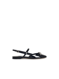 Black leather Jimmy Choo Belinda Sb Flat ballet shoes for women, featuring sleek design and comfortable flats by Luosophy.