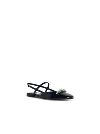 Black leather Jimmy Choo Belinda Sb Flat ballet flats for women, stylish and comfortable shoes with a sleek design.