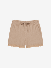 Lusome Sleep USA Cara Short in denim mix, XS size, casual short with a relaxed fit, shown on a model.