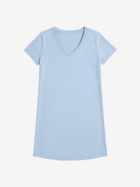 Lusome Sleep USA denim mix Eva sleepshirt with long sleeves and relaxed fit, designed for comfortable nightwear.