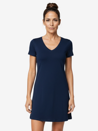 Lusome Sleep USA Eva sleepshirt in denim mix fabric, casual sleepwear with long sleeves and relaxed fit.