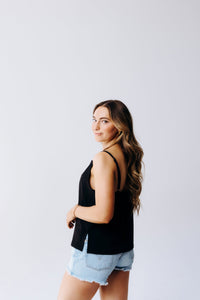 Margo Paige cowl neck camisole featuring a soft fabric, sleeveless design, and stylish draped neckline for a chic look.