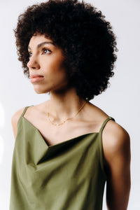 Margo Paige cowl neck camisole in soft fabric, featuring a relaxed fit and stylish cowl neckline, perfect for casual wear.