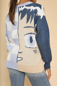 Anime checkered cardigan by Miss Sparkling featuring a black and white checkered pattern and long sleeves.