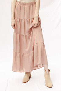 Miss Sparkling Prairie Maxi Skirt featuring a flowy, floral design with a high waist and ankle-length cut.