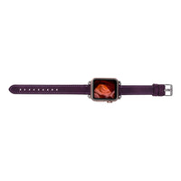 Purple Mizuri Leather Ferro Apple Watch leather band for 44-49mm models, featuring smooth leather and secure clasp.