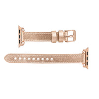 Purple Mizuri Leather Ferro Apple Watch band in 44-49mm sizes, showcasing the soft leather strap with metal buckle detail.