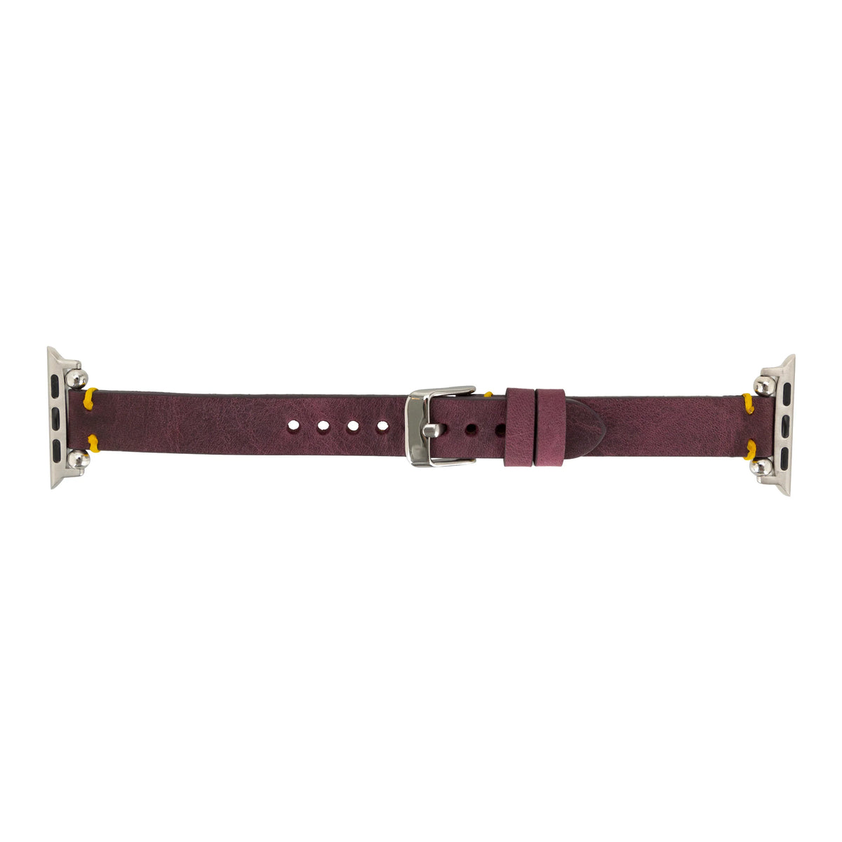 Purple Mizuri Leather Ferro Apple Watch band for 44-49mm models, featuring smooth leather and durable strap.
