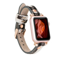 Purple Mizuri Leather Ferro Apple Watch band in 44-49mm size, crafted from genuine leather for a stylish, comfortable fit.