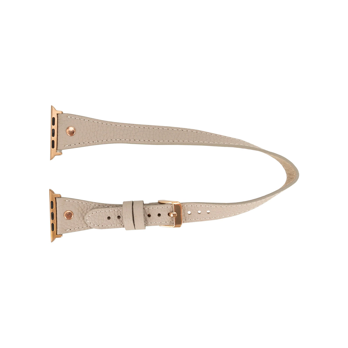 Mizuri Leather Hector double tour leather Apple Watch band with rose gold Trok clasp, fits 44-49mm Apple Watch in tan color.