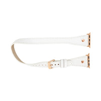 Mizuri Leather Hector double tour leather Apple Watch band with rose gold Trok, tan color, fits 44-49mm Apple Watch.