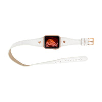 Mizuri Leather Hector double tour leather Apple Watch band with rose gold Trok clasp in tan for 44-49mm Apple Watch.