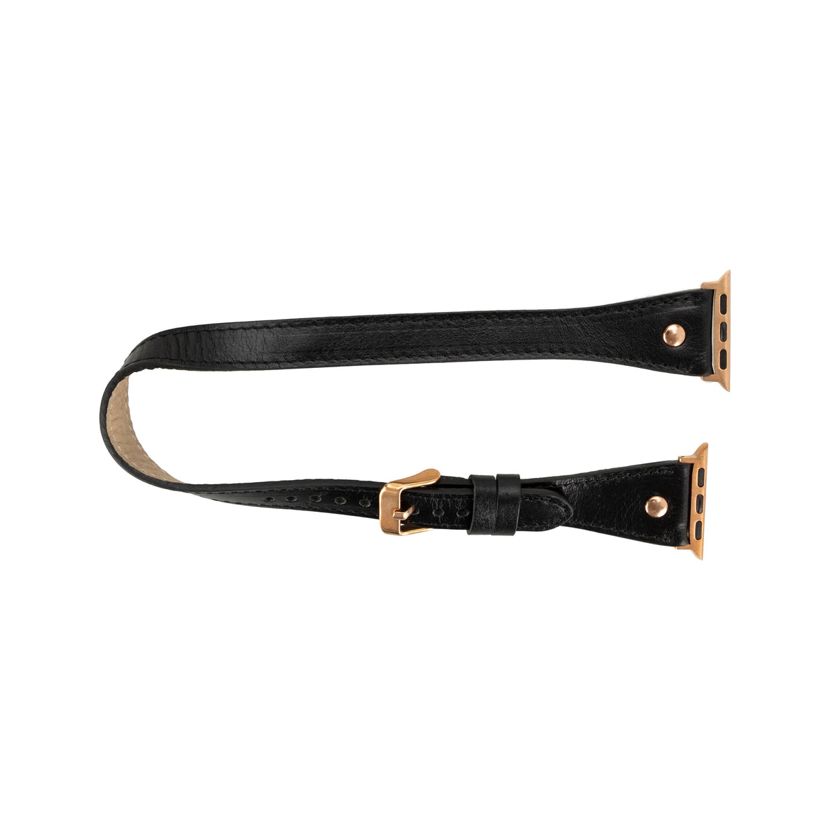 Mizuri Leather Hector double tour leather Apple Watch band in tan with rose gold Trok for 44-49mm Apple Watch, stylish and comfortable.