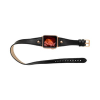 Mizuri Leather Hector double tour leather Apple Watch band in tan with rose gold Trok for 44-49mm Apple Watch.