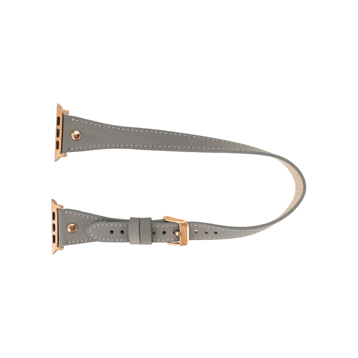 Mizuri Leather Hector Double Tour leather Apple Watch band with rose gold Trok for 44-49mm Apple Watch, tan color, stylish design.
