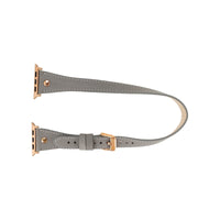 Mizuri Leather Hector Double Tour leather Apple Watch band with rose gold Trok for 44-49mm Apple Watch, tan color, stylish design.
