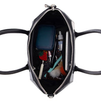 Black Mizuri Leather Lorenza Medium Women's Bag with sleek leather design and spacious interior for everyday use.