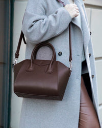 Black Lorenza Leather Women's Bag by Mizuri Leather, medium-sized with sleek design and sturdy leather construction.