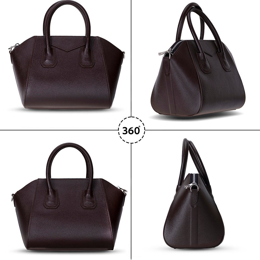 Black Mizuri Leather Lorenza Women's Bag, medium-sized leather handbag with sleek design and top handle for stylish everyday use.