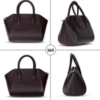 Black Mizuri Leather Lorenza Women's Bag, medium-sized leather handbag with sleek design and top handle for stylish everyday use.