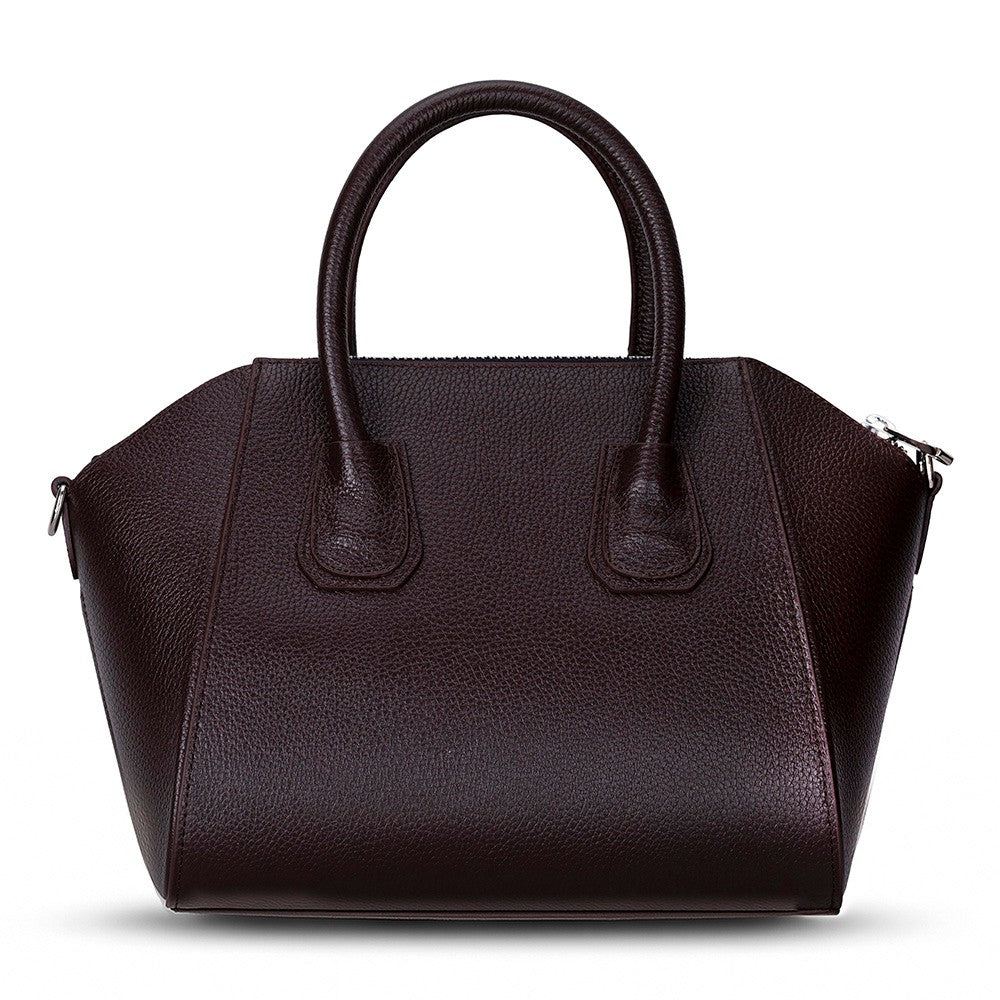 Black Mizuri Leather Lorenza Women's Bag in medium size, featuring smooth leather and stylish design.