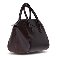 Black Mizuri Leather Lorenza Women's Bag in medium size, stylish leather handbag with a sleek design.