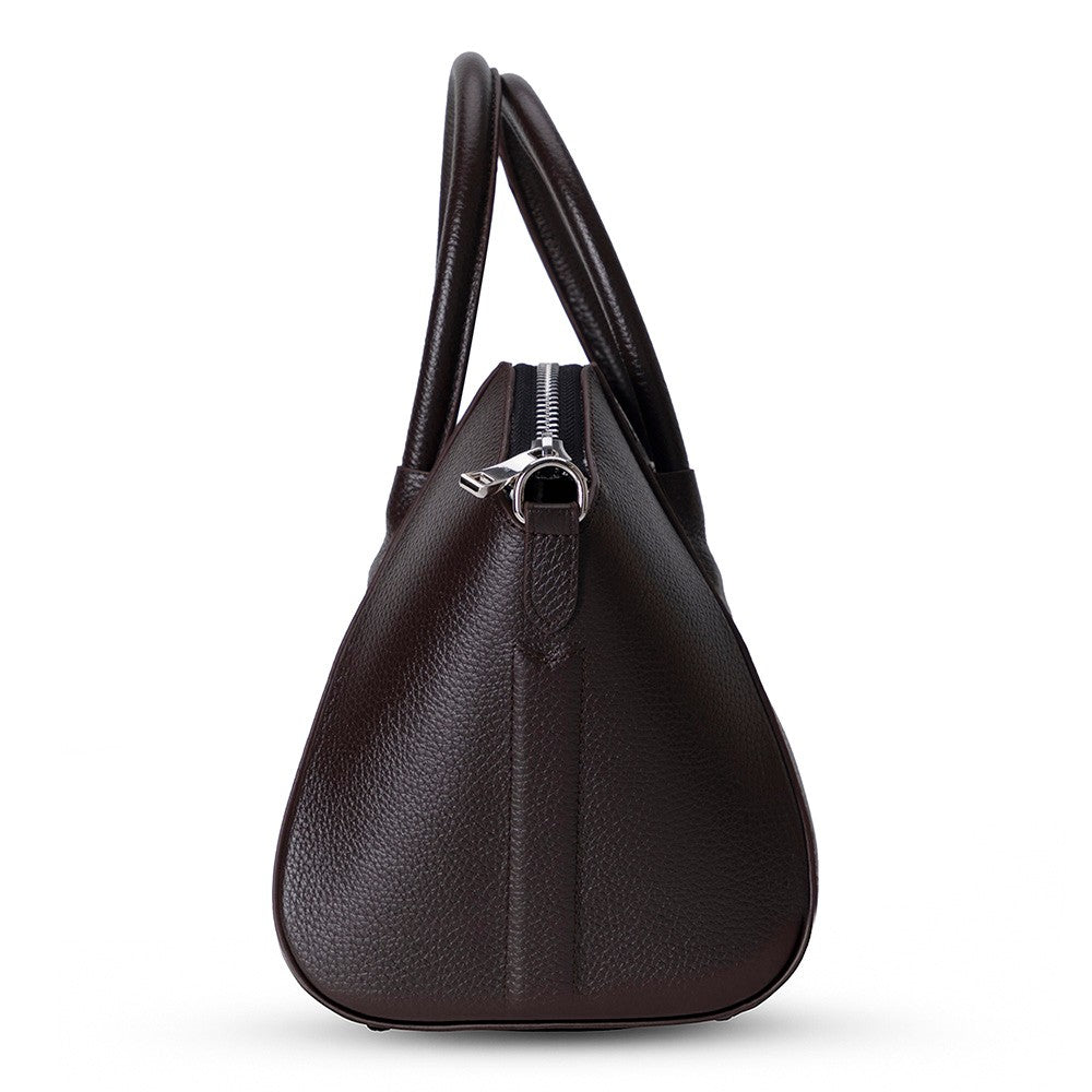 Black Mizuri Leather Lorenza Women's Bag in medium size, stylish leather handbag with sleek design.