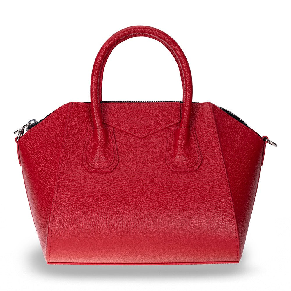 Black Lorenza Leather Women's Bag by Mizuri Leather, medium-sized with sleek design and sturdy handles.