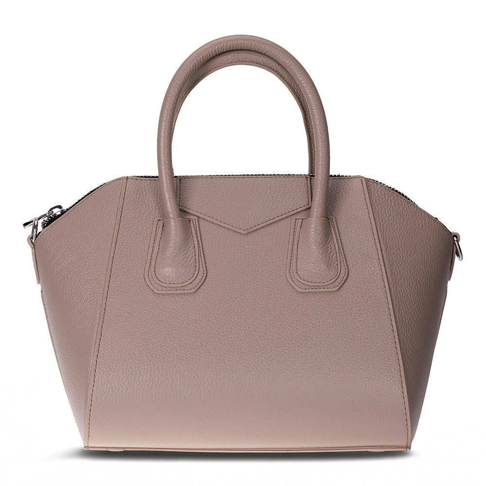 Black Mizuri Leather Lorenza Women's Bag in medium size, stylish leather handbag with durable straps and elegant design.