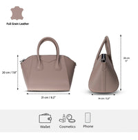 Black Mizuri Leather Lorenza Women's Bag in medium size, featuring sleek leather with top handles and minimalist design.