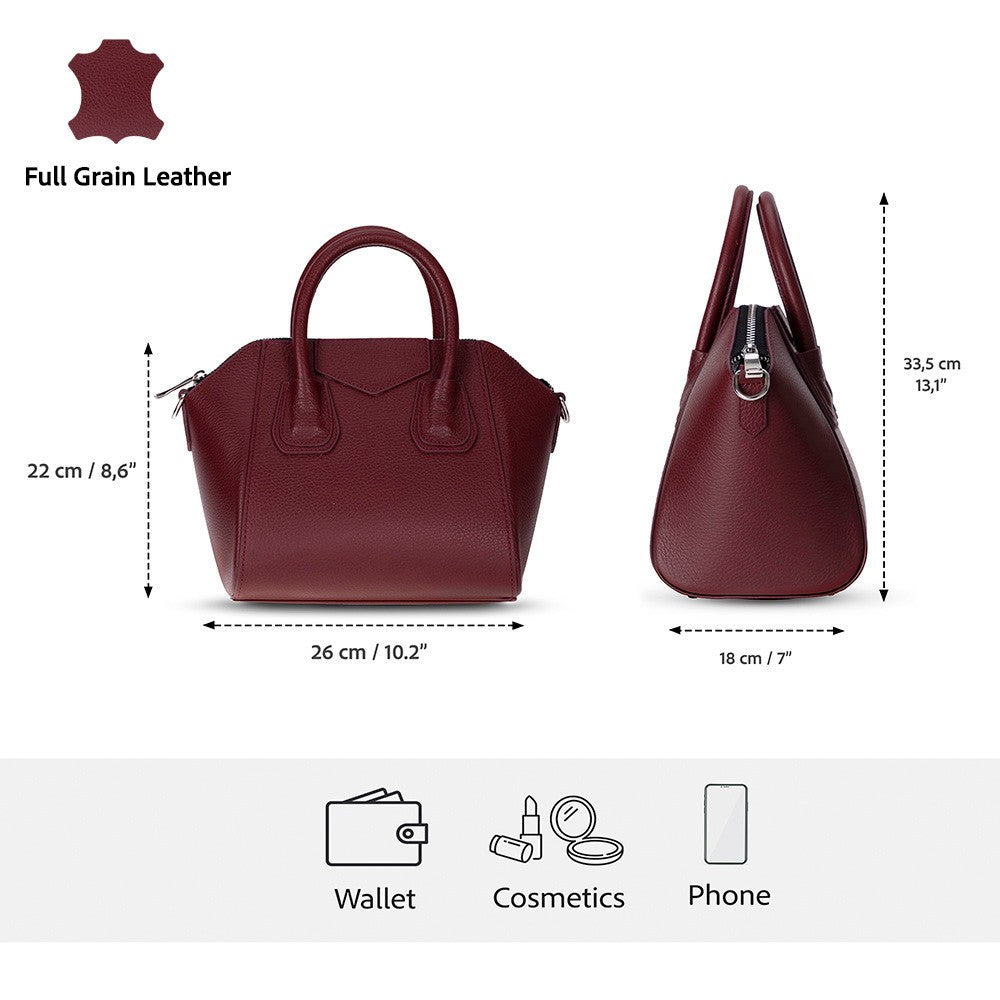 Black Mizuri Leather Lorenza Medium Women's Bag with sleek leather design and adjustable shoulder strap.