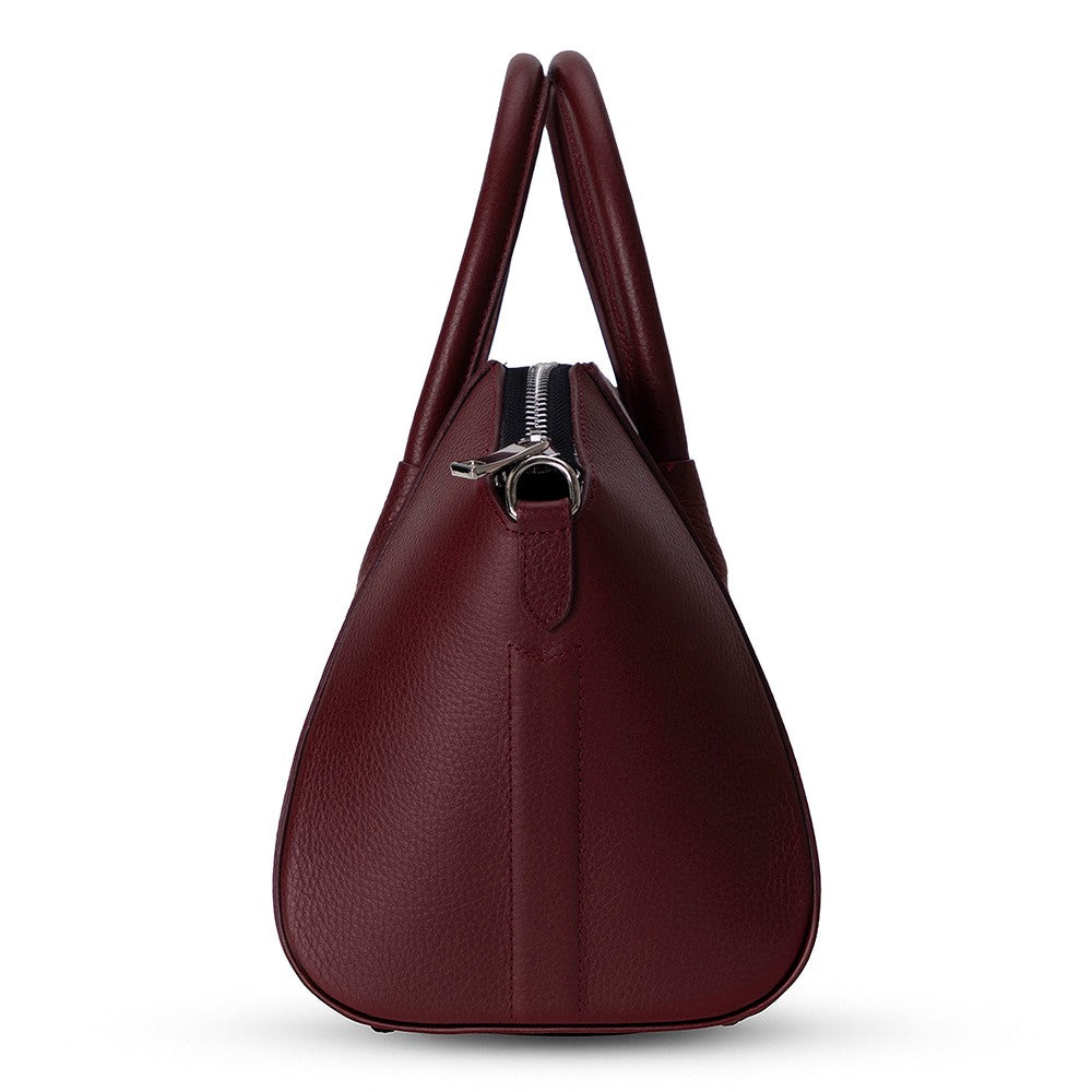 Black Lorenza Leather Women's Bag by Mizuri Leather, medium-sized handbag with sleek design and sturdy leather construction.