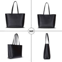 Black Mizuri Leather Solea Women's Bag with sleek design, featuring top handles and spacious interior for everyday use.