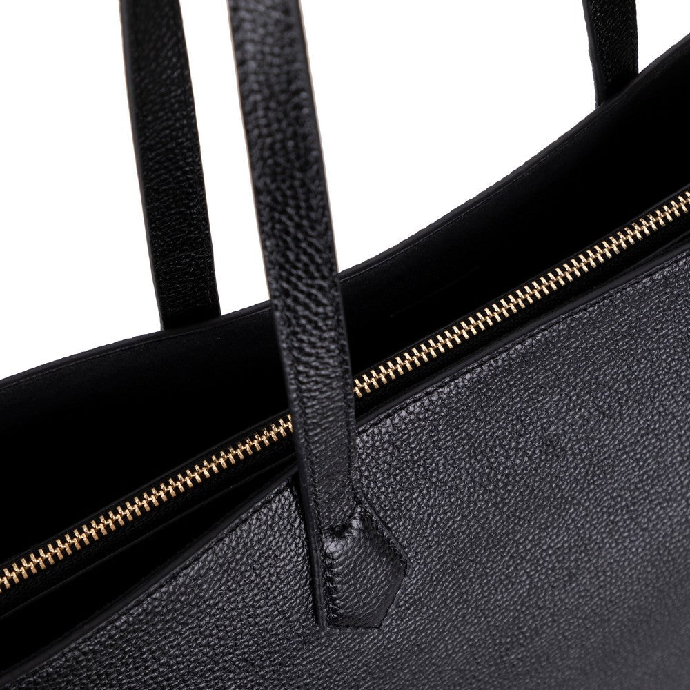 Black Mizuri Leather Solea women's bag with sleek leather design and spacious interior.