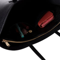 Black Mizuri Leather Solea Women's Bag with sleek leather design and top handle, perfect for everyday style and elegance.