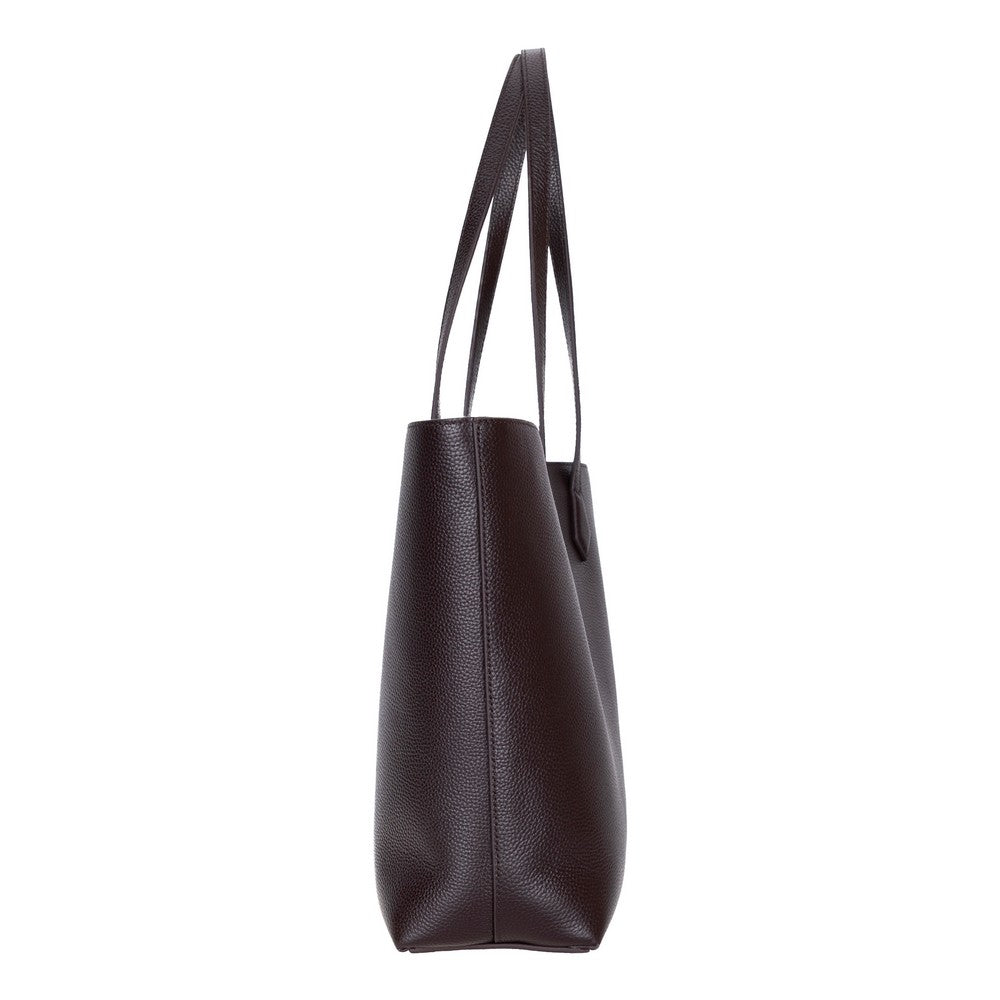 Black Mizuri Leather Solea Women's Bag with sleek design and sturdy handles, perfect for everyday use.