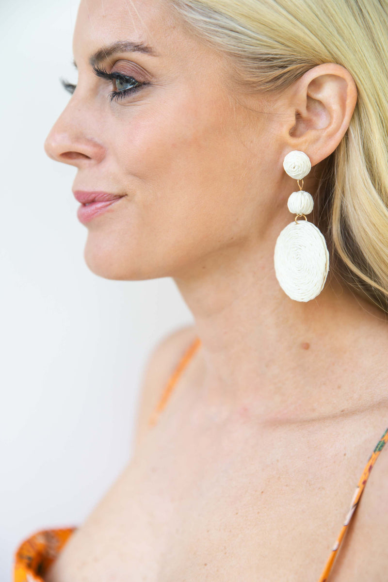 White woven drop accessory by Modafleur, featuring intricate woven details and stylish design for elegant accessories.