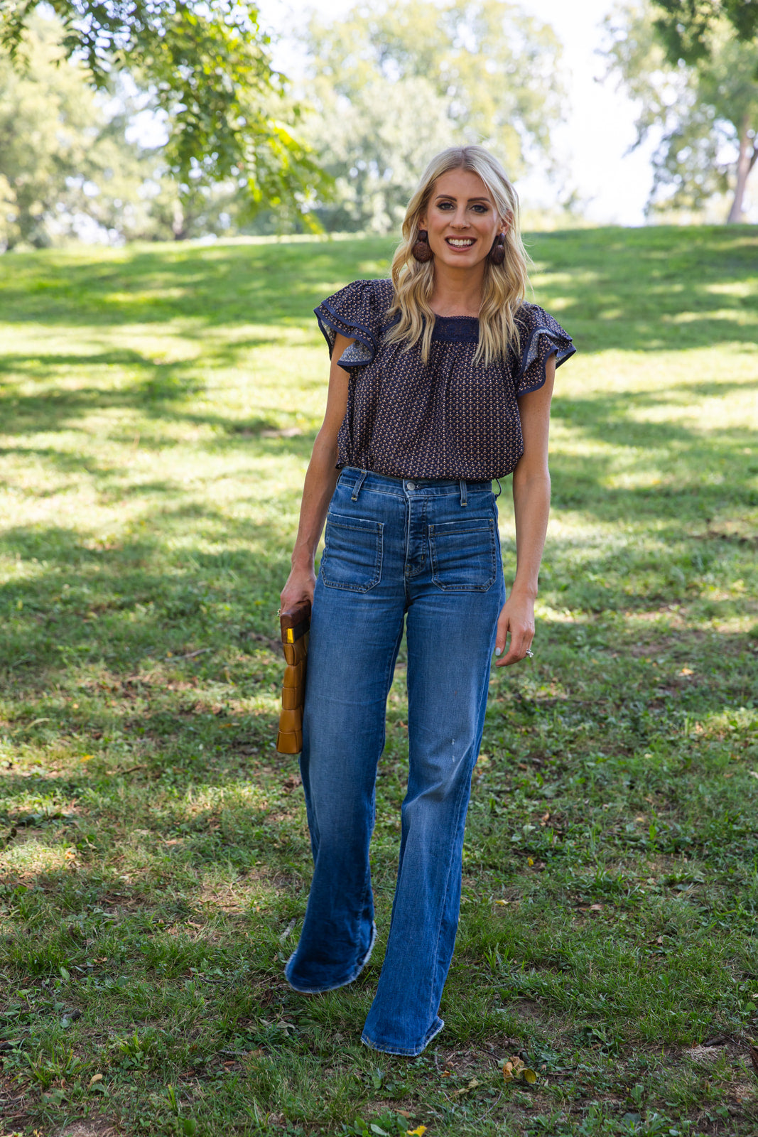 Modafleur The James Top in Fall Floral print, showcasing a stylish blouse with fall-inspired floral design and lightweight fabric.