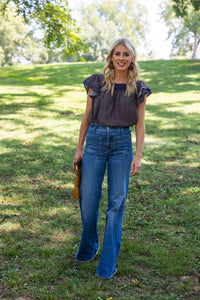 Modafleur The James Top in Fall Floral print, showcasing a stylish blouse with fall-inspired floral design and lightweight fabric.