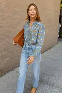 Modafleur The Marie Top in Blue Bell, a stylish women's clothing piece featuring a fitted design and soft fabric.