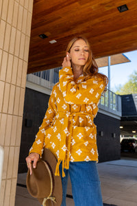 Light blue Modafleur Stevie shirt jacket with a relaxed fit, featuring a collared neckline and button closure.